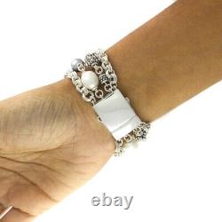 QVC Michael Dawkins Sterling Silver Rondel 7.25 Freshwater Pearl Bracelet $300