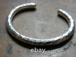 Quality Gents Hammered Heavy Solid Sterling Silver Torque Bangle 70 + grams