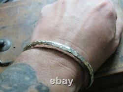 Quality Gents Hammered Heavy Solid Sterling Silver Torque Bangle 70 + grams