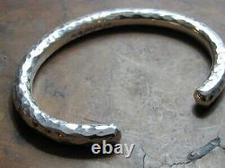 Quality Gents Hammered Heavy Solid Sterling Silver Torque Bangle 70 + grams