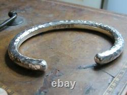 Quality Gents Hammered Heavy Solid Sterling Silver Torque Bangle 70 + grams
