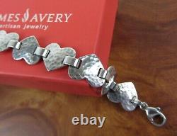 Rare & Retired JAMES AVERY Hammered Heart Link Bracelet Sterling Silver 925