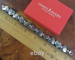 Rare & Retired JAMES AVERY Hammered Heart Link Bracelet Sterling Silver 925