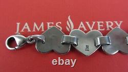 Rare & Retired JAMES AVERY Hammered Heart Link Bracelet Sterling Silver 925