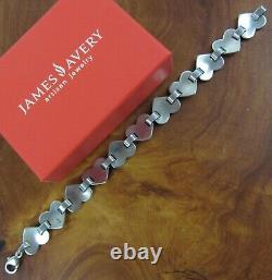 Rare & Retired JAMES AVERY Hammered Heart Link Bracelet Sterling Silver 925