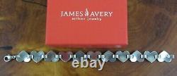 Rare & Retired JAMES AVERY Hammered Heart Link Bracelet Sterling Silver 925