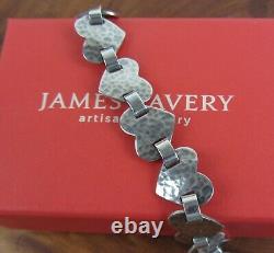 Rare & Retired JAMES AVERY Hammered Heart Link Bracelet Sterling Silver 925