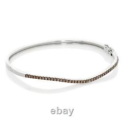 Rarities Sterling Silver Champagne Diamond Curved Bangle Bracelet