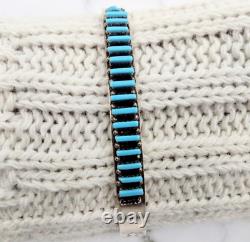 Ray Lastyano Sterling Silver Turquoise Needlepoint Cuff Bracelet 5.5 in Signed