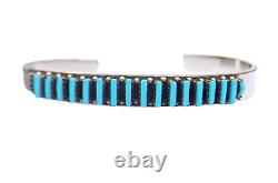 Ray Lastyano Sterling Silver Turquoise Needlepoint Cuff Bracelet 5.5 in Signed