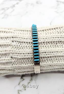 Ray Lastyano Sterling Silver Turquoise Needlepoint Cuff Bracelet 5.5 in Signed