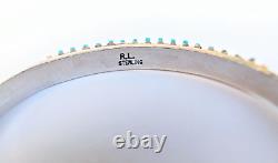 Ray Lastyano Sterling Silver Turquoise Needlepoint Cuff Bracelet 5.5 in Signed