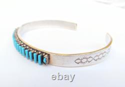 Ray Lastyano Sterling Silver Turquoise Needlepoint Cuff Bracelet 5.5 in Signed