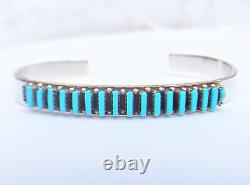 Ray Lastyano Sterling Silver Turquoise Needlepoint Cuff Bracelet 5.5 in Signed