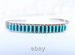 Ray Lastyano Sterling Silver Turquoise Needlepoint Cuff Bracelet 5.5 in Signed