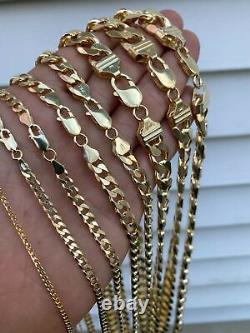 Real 14k Gold Plated Solid 925 Sterling Silver Curb Miami Cuban Chain Bracelet