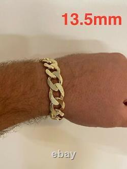 Real 14k Gold Plated Solid 925 Sterling Silver Curb Miami Cuban Chain Bracelet
