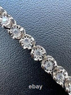 Real 3mm MOISSANITE Illusion Miracle Set Tennis Bracelet In 925 Silver 6-8.5