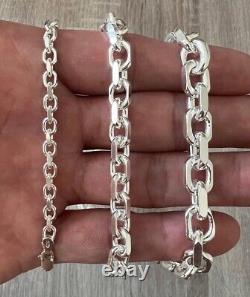 Real 925 Anchor Solid Sterling Silver Cable Rolo Chain Polish Necklace Bracelet