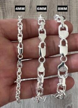 Real 925 Anchor Solid Sterling Silver Cable Rolo Chain Polish Necklace Bracelet