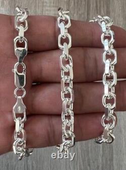 Real 925 Anchor Solid Sterling Silver Cable Rolo Chain Polish Necklace Bracelet