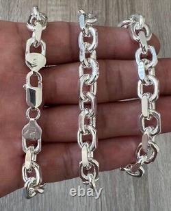 Real 925 Anchor Solid Sterling Silver Cable Rolo Chain Polish Necklace Bracelet