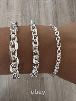 Real 925 Anchor Solid Sterling Silver Cable Rolo Chain Polish Necklace Bracelet