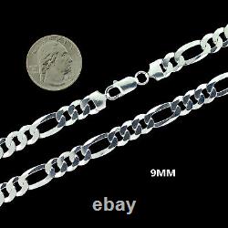 Real 925 SOLID Sterling Silver FIGARO LINK Chain Necklace or Bracelet ITALY