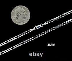 Real 925 SOLID Sterling Silver Italian FIGARO LINK Chain Bracelet or Necklace