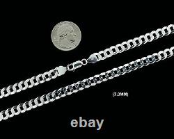 Real 925 SOLID Sterling Silver Mens CURB CUBAN Chain Necklace or Bracelet ITALY