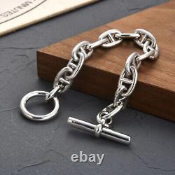 Real 925 Sterling Silver 11mm Widder Anchor Link Men's Bracelet 9.5inch