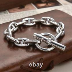 Real 925 Sterling Silver 11mm Widder Anchor Link Men's Bracelet 9.5inch