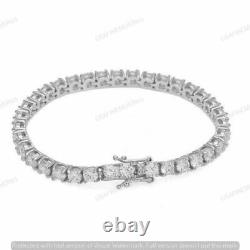 Real 925 Sterling Silver 25 CT Round Cut 6MM Moissanite Tennis Bracelet 7