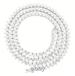 Real 925 Sterling Silver 3mm 4mm Round Cut 3 Prong CZ Tennis Necklace Bracelet