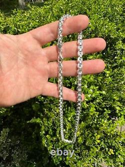 Real 925 Sterling Silver 6mm Men's Puff Rolo Hermes Link Chain Necklace Bracelet