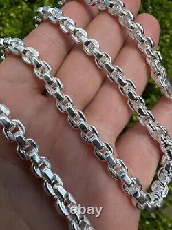 Real 925 Sterling Silver 6mm Men's Puff Rolo Hermes Link Chain Necklace Bracelet