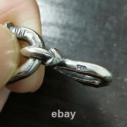 Real 925 Sterling Silver Bracelet Crow's Head Hook Nail Link