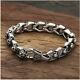 Real 925 Sterling Silver Bracelet Link Chain Skull Heavy Men's Length 7.9