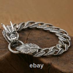 Real 925 Sterling Silver Bracelet Link Dragon Loop Chain
