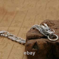 Real 925 Sterling Silver Bracelet Link Dragon Loop Chain