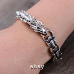 Real 925 Sterling Silver Bracelet Link Dragon Scales Bones Chain