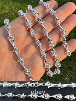 Real 925 Sterling Silver Custom 8mm Barbed Wire Link Chain Necklace Or Bracelet
