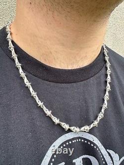 Real 925 Sterling Silver Custom 8mm Barbed Wire Link Chain Necklace Or Bracelet