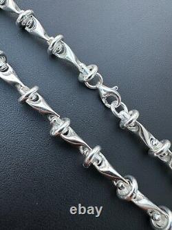 Real 925 Sterling Silver Custom 8mm Barbed Wire Link Chain Necklace Or Bracelet