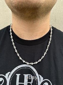 Real 925 Sterling Silver Custom 8mm Barbed Wire Link Chain Necklace Or Bracelet