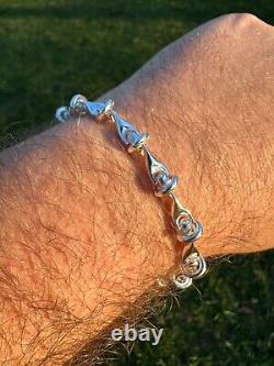 Real 925 Sterling Silver Custom 8mm Barbed Wire Link Chain Necklace Or Bracelet
