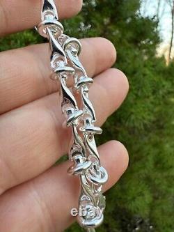 Real 925 Sterling Silver Custom 8mm Barbed Wire Link Chain Necklace Or Bracelet