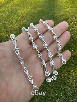Real 925 Sterling Silver Custom 8mm Barbed Wire Link Chain Necklace Or Bracelet