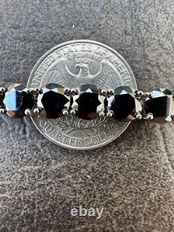 Real Black MOISSANITE Thick 7mm Tennis Bracelet 925 Silver Pass Diamond Tester