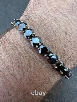 Real Black MOISSANITE Thick 7mm Tennis Bracelet 925 Silver Pass Diamond Tester